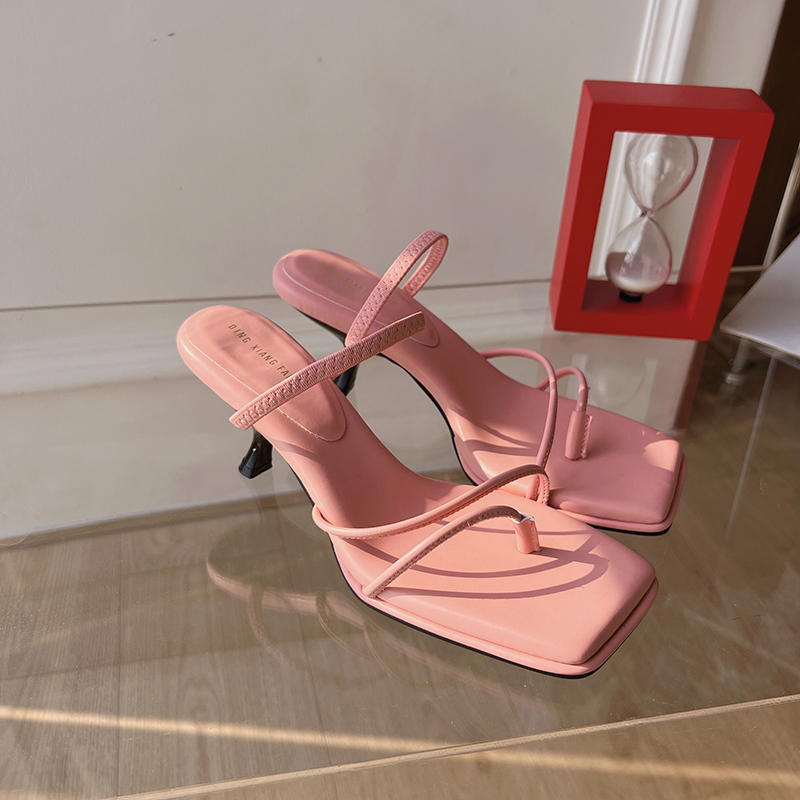2024 Summer Simple Designer Style Square Toe Strap High Heel Sandals Fashion Versatile Commute Comfortable Women's Shoes