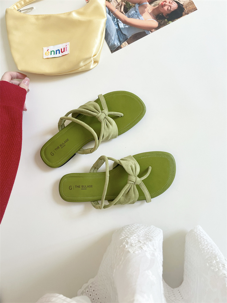 1744263030024_120443.jpg Fairy Style Summer Slippers 2025 New French Bow Flat Sandals for Dresses