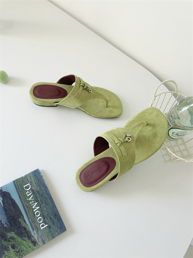1744264816040_30403.jpg Ge Ge Lv Women's Flat Thong Slippers 2025 Spring New Retro Suede Fashion Casual Sandals