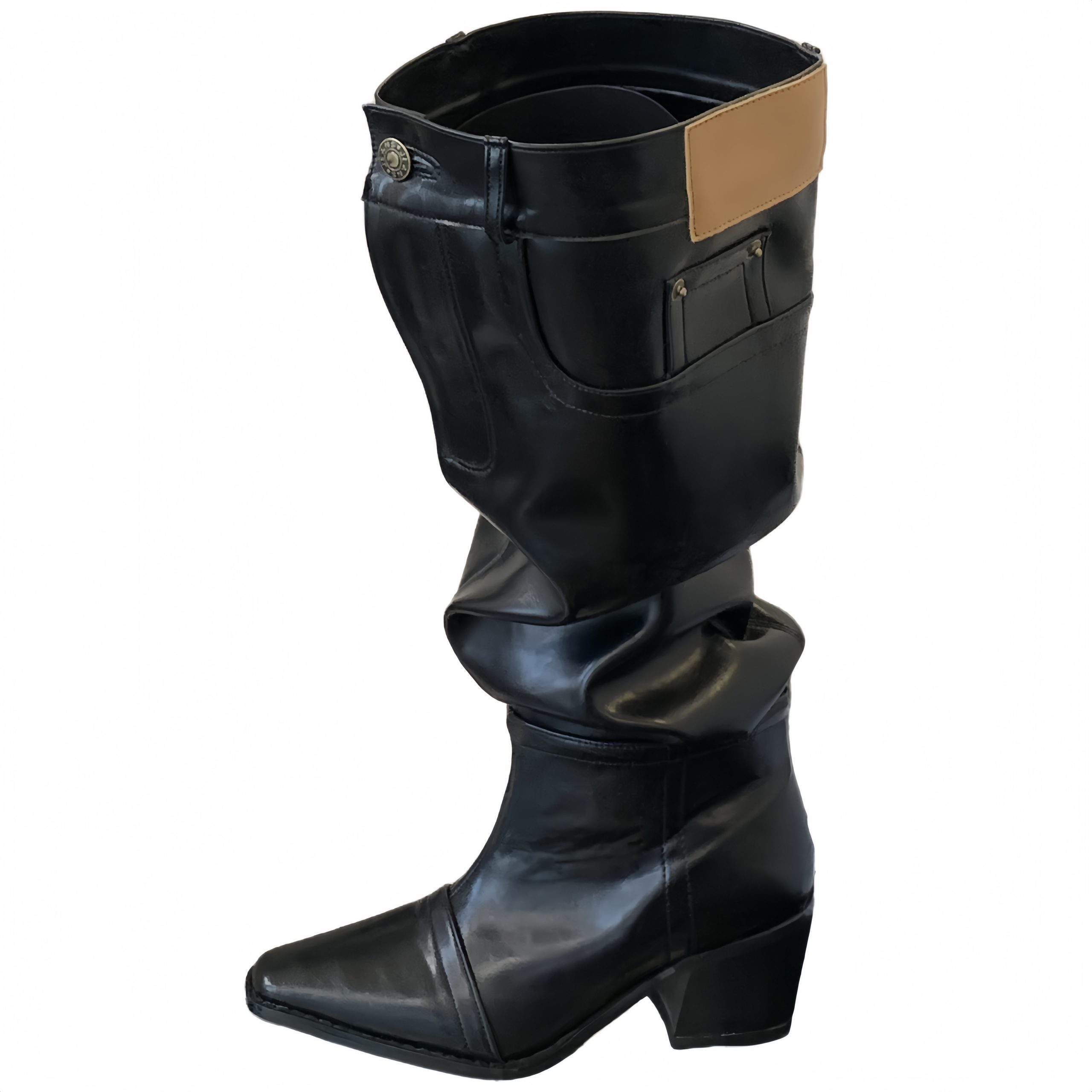 2025 New Style BUBUFLY Women's Square Toe Over Knee High Boots Chunky Heel Stretch Lycra Riding Boots