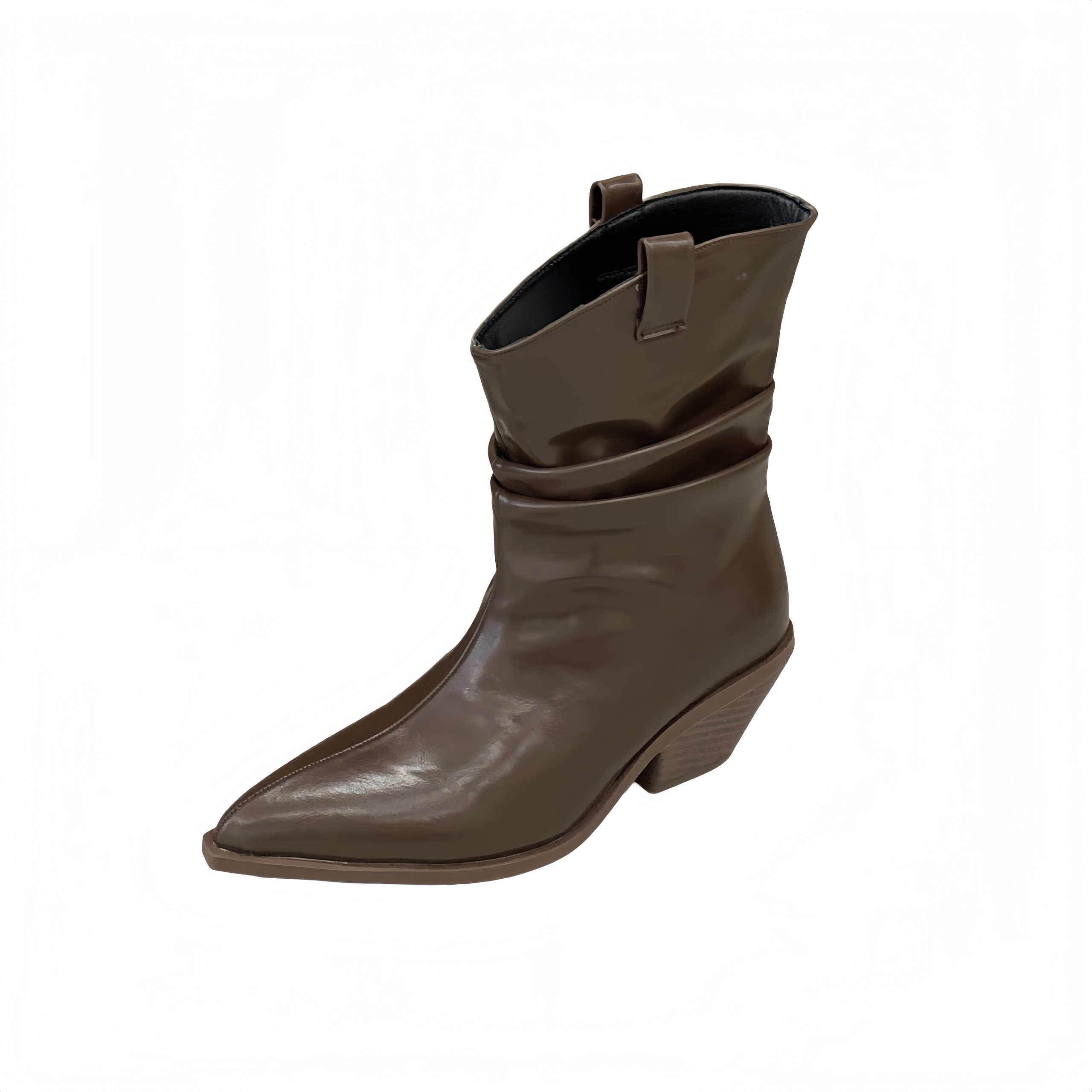 2025 Women's Retro Stacked Heel Pointed Toe Chunky Western Cowboy Boots