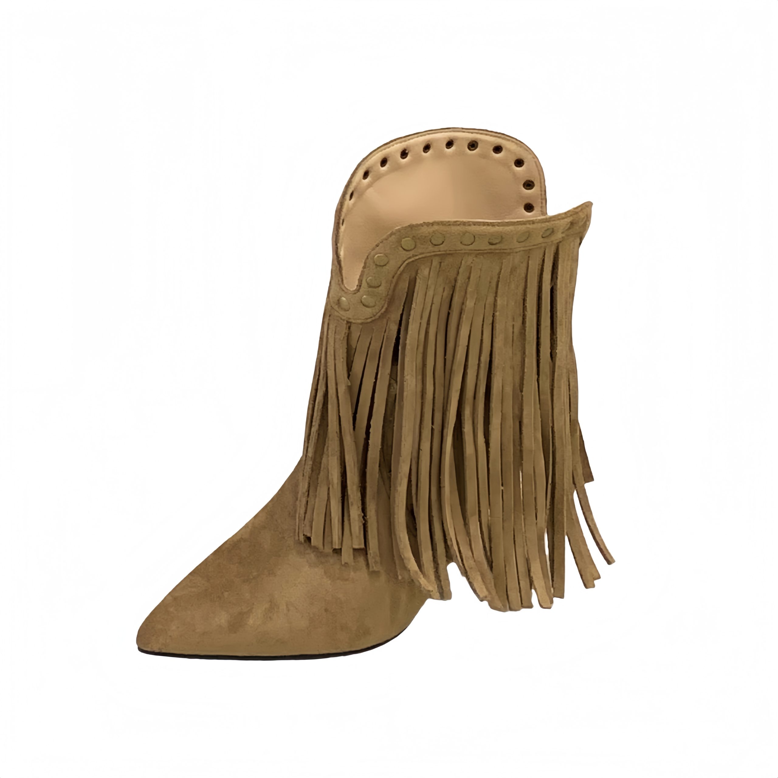 2025 New Fall Winter Retro V-Cut Western Boots Slip-On Fringe Chunky Heel Pointed Toe Riding Boots for Women