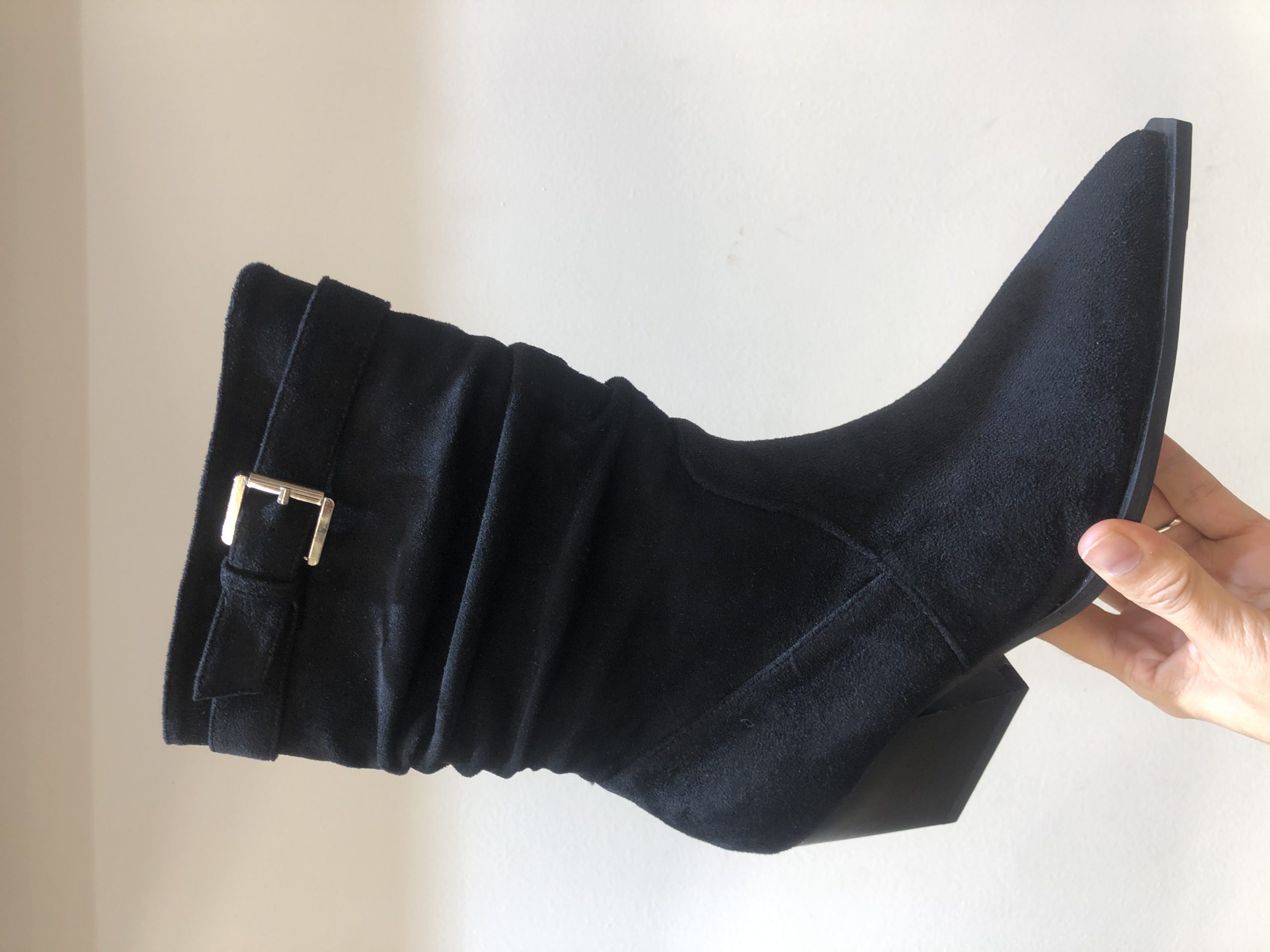 2025 New Pointed Toe Stacked Boots Short Boots High Heel Retro Western Cowboy Boots Flat Mouth Mid Calf Boots
