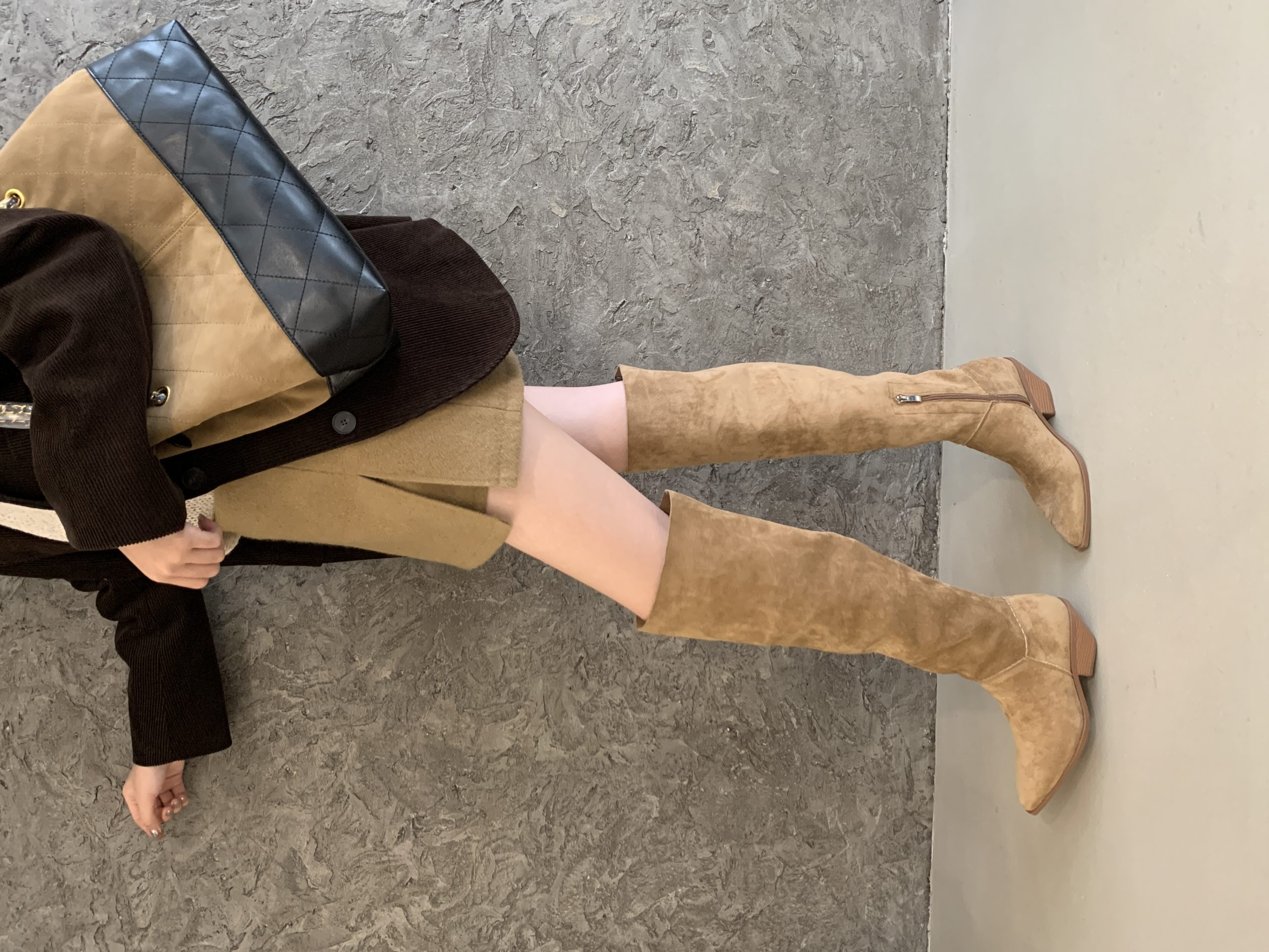 2025 New Winter Over Knee Boots Pointed Toe Chunky Heel Suede Tall Boots Women