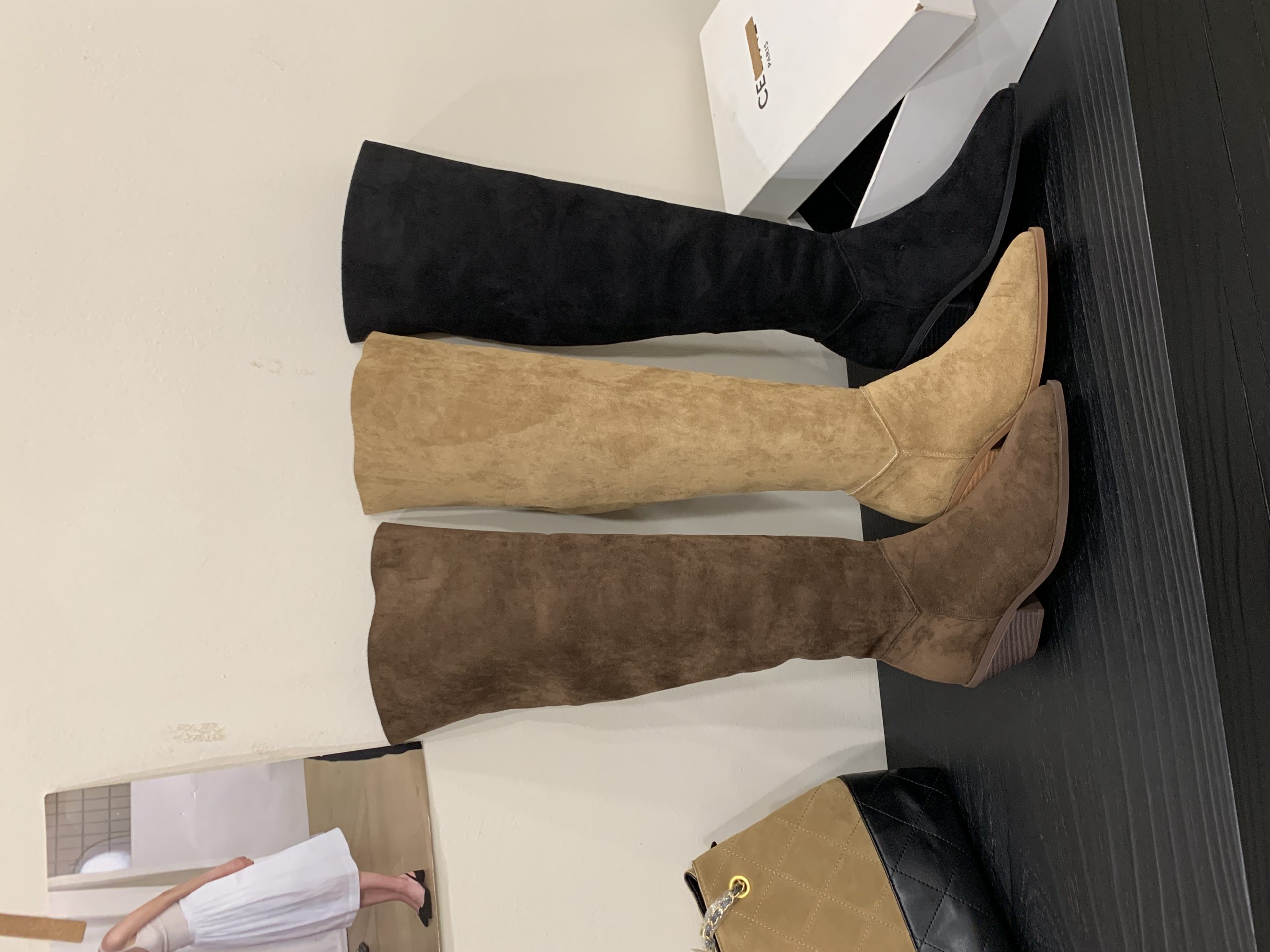 2025 New Winter Over Knee Boots Pointed Toe Chunky Heel Suede Tall Boots Women