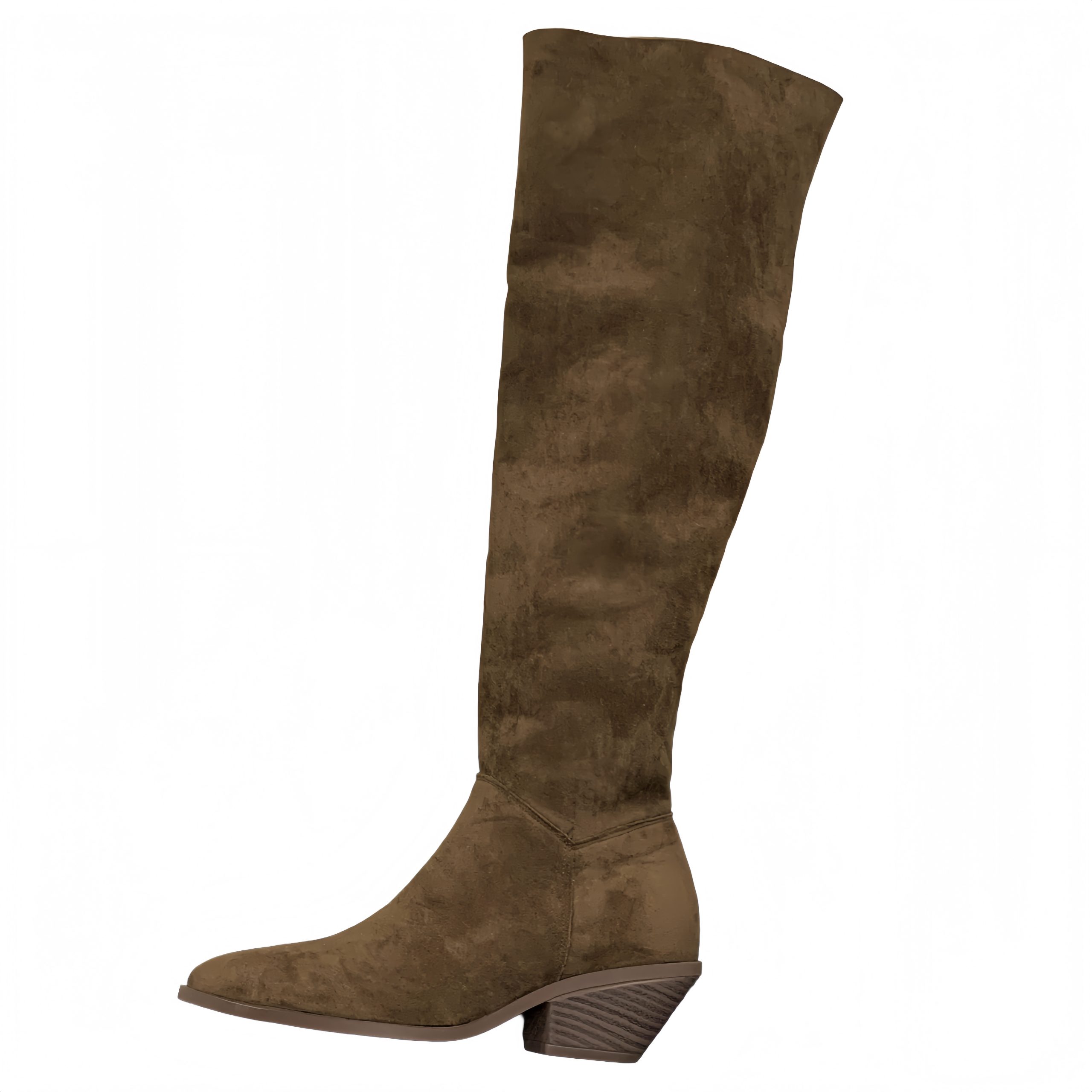 2025 New Winter Over Knee Boots Pointed Toe Chunky Heel Suede Tall Boots Women