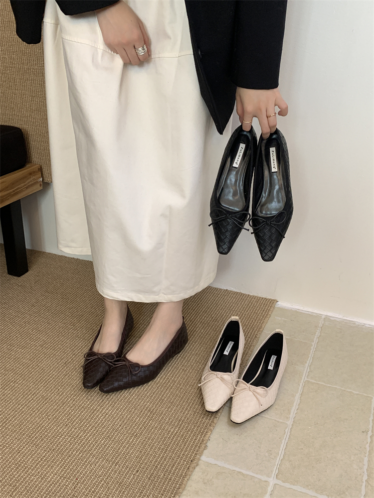1758867530988_0zs9qA.jpg 2025 Autumn New Wedge Mary Jane Shoes for Women Woven Comfortable Commuter High Heels Bow Shallow Mouth Single Shoes