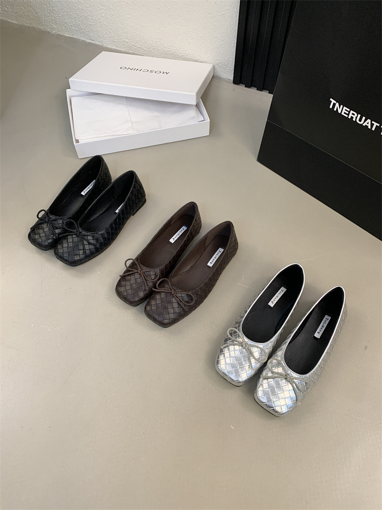 1759913740209_O1AoL7.jpg 2025 New Style Chanel Style Square Toe Bow Flat Shoes for Women - Soft Leather Loafers