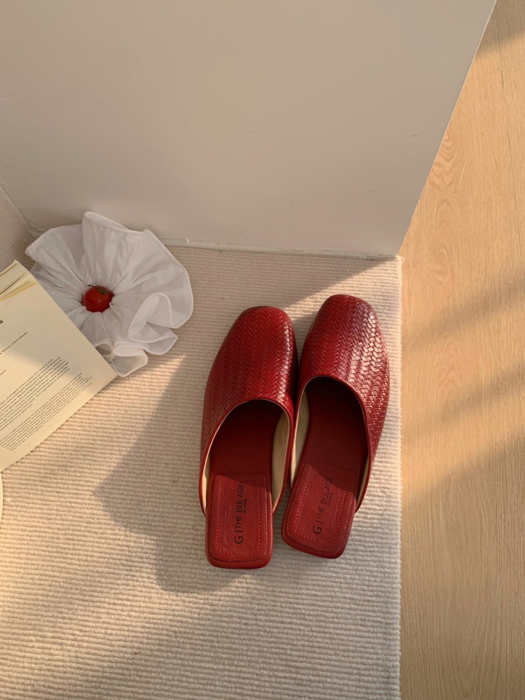 1772420198238_RWYcj1.jpg New Retro Woven Closed-Toe Half Slippers for Women Soft Sole Lazy Mules Commuter Style Multi-Color